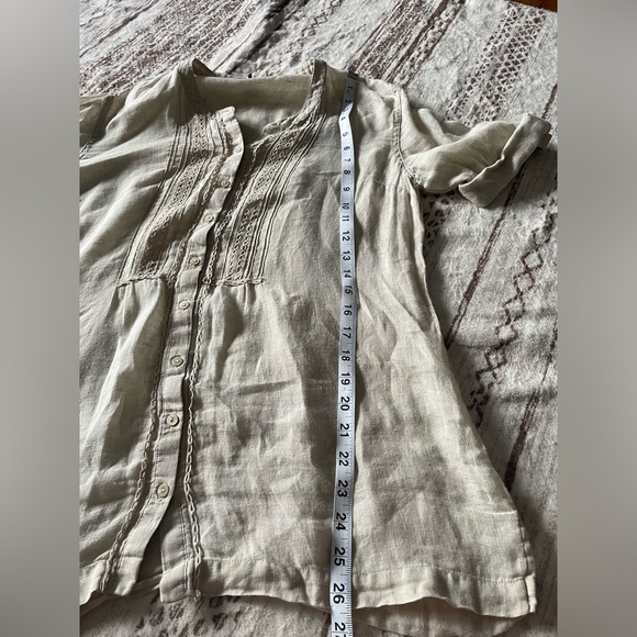 Tommy Bahama 100% linen peasant blouse size S semi sheer boho grandma granola - Picture 8 of 8